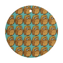 Owl Bird Cartoon Round Ornament (two Sides) by Grandong