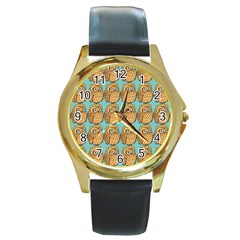 Owl Bird Round Gold Metal Watch by Grandong