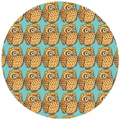 Owl-stars-pattern-background Wooden Puzzle Round by Grandong