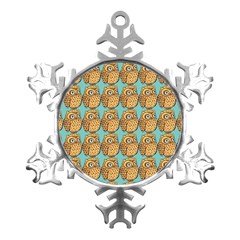 Owl-pattern-background Metal Small Snowflake Ornament by Grandong