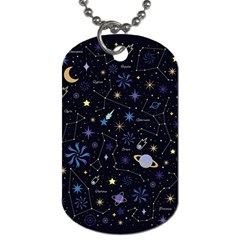 Starry Night  Space Constellations  Stars  Galaxy  Universe Graphic  Illustration Dog Tag (one Side) by Grandong