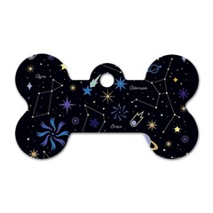 Starry Night  Space Constellations  Stars  Galaxy  Universe Graphic  Illustration Dog Tag Bone (two Sides) by Grandong