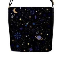 Starry Night  Space Constellations  Stars  Galaxy  Universe Graphic  Illustration Flap Closure Messenger Bag (l)