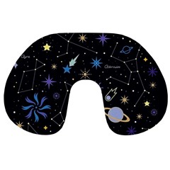 Starry Night  Space Constellations  Stars  Galaxy  Universe Graphic  Illustration Travel Neck Pillow by Grandong