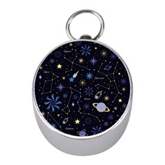 Starry Night  Space Constellations  Stars  Galaxy  Universe Graphic  Illustration Mini Silver Compasses by Grandong