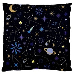 Starry Night  Space Constellations  Stars  Galaxy  Universe Graphic  Illustration Large Premium Plush Fleece Cushion Case (two Sides) by Grandong