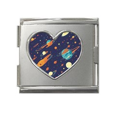 Space Galaxy Planet Universe Stars Night Fantasy Mega Link Heart Italian Charm (18mm) by Grandong