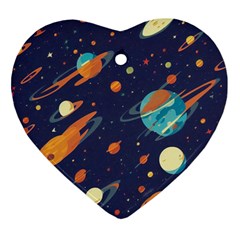 Space Galaxy Planet Universe Stars Night Fantasy Heart Ornament (Two Sides)