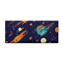 Space Galaxy Planet Universe Stars Night Fantasy Hand Towel by Grandong