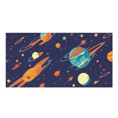 Space Galaxy Planet Universe Stars Night Fantasy Satin Shawl 45  X 80  by Grandong