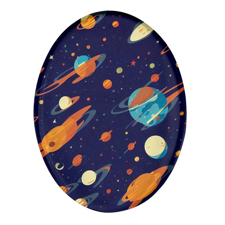 Space Galaxy Planet Universe Stars Night Fantasy Oval Glass Fridge Magnet (4 pack)