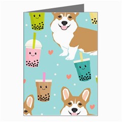 Welsh Corgi Boba Tea Bubble Cute Kawaii Dog Breed Greeting Card by Grandong