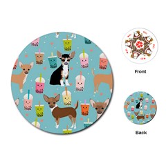 Chihuahua Bubble Kawaii Boba Tea Cute Dog Playing Cards Single Design (round) by Grandong