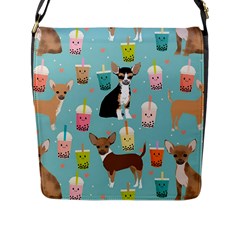 Chihuahua Bubble Kawaii Boba Tea Cute Dog Flap Closure Messenger Bag (l) by Grandong