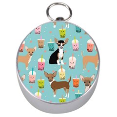 Chihuahua Bubble Kawaii Boba Tea Cute Dog Silver Compasses by Grandong