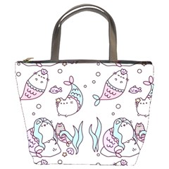 Cartoon Cat Cute Animal Design Drawing Illustration Kawaii Bucket Bag by Grandong