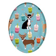 Chihuahua Bubble Kawaii Boba Tea Cute Dog Oval Glass Fridge Magnet (4 Pack) by Grandong