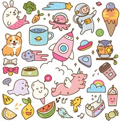 Set-kawaii-doodles -- Play Mat (square) by Grandong