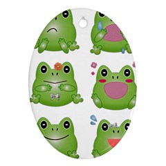 Kawaii-frog-rainy-season-japanese Ornament (oval) by Grandong