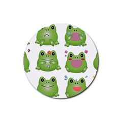 Kawaii-frog-rainy-season-japanese Rubber Coaster (round)