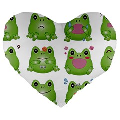 Kawaii-frog-rainy-season-japanese Large 19  Premium Flano Heart Shape Cushions