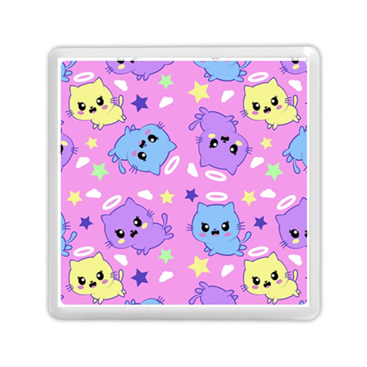Seamless Pattern With Cute Kawaii Kittens Memory Card Reader (Square)
