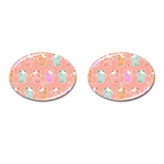 Cute Kawaii Kittens Seamless Pattern Cufflinks (oval) by Grandong