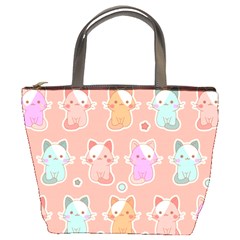 Cute Kawaii Kittens Seamless Pattern Bucket Bag by Grandong