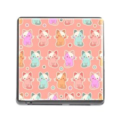 Cute Kawaii Kittens Seamless Pattern Memory Card Reader (square 5 Slot)