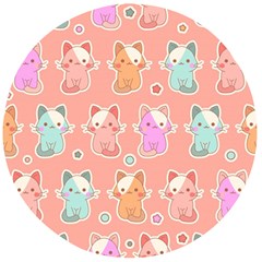 Cute Kawaii Kittens Seamless Pattern Wooden Bottle Opener (round) by Grandong