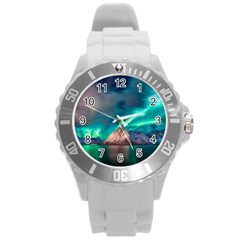 Amazing Aurora Borealis Colors Round Plastic Sport Watch (L)