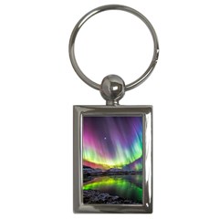 Aurora Borealis Polar Northern Lights Natural Phenomenon North Night Mountains Key Chain (rectangle) by Grandong