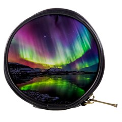 Aurora Borealis Polar Northern Lights Natural Phenomenon North Night Mountains Mini Makeup Bag by Grandong