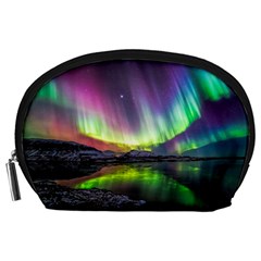 Aurora Borealis Polar Northern Lights Natural Phenomenon North Night Mountains Accessory Pouch (large) by Grandong