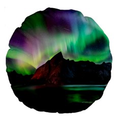 Aurora Borealis Nature Sky Light Large 18  Premium Round Cushions by Grandong