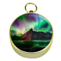 Aurora Borealis Nature Sky Light Gold Compasses by Grandong