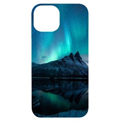 Aurora Borealis Mountain Reflection Iphone 14 Black Uv Print Case by Grandong
