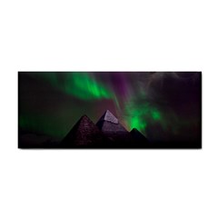 Aurora Stars Sky Mountains Snow Aurora Borealis Hand Towel