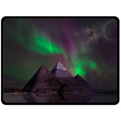 Aurora Stars Sky Mountains Snow Aurora Borealis Two Sides Fleece Blanket (Large)