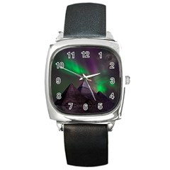 Aurora Northern Lights Celestial Magical Astronomy Square Metal Watch by Grandong