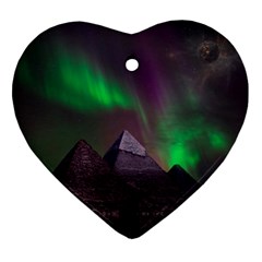 Fantasy Pyramid Mystic Space Aurora Ornament (heart) by Grandong