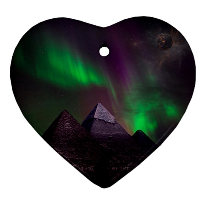 Fantasy Pyramid Mystic Space Aurora Ornament (Heart)