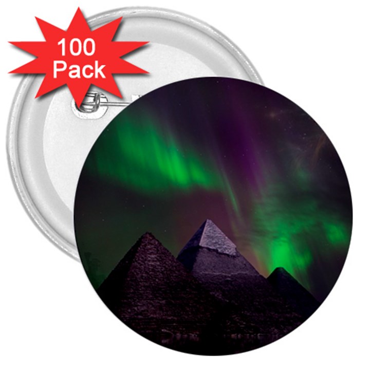 Fantasy Pyramid Mystic Space Aurora 3  Buttons (100 pack) 