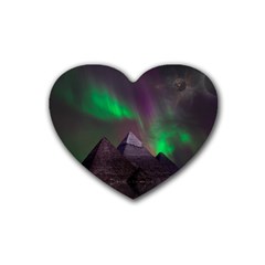 Fantasy Pyramid Mystic Space Aurora Rubber Coaster (heart) by Grandong