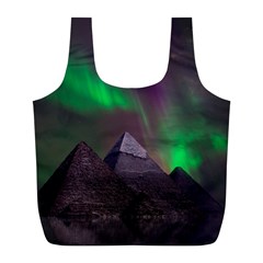 Fantasy Pyramid Mystic Space Aurora Full Print Recycle Bag (l) by Grandong