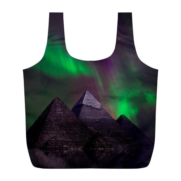 Fantasy Pyramid Mystic Space Aurora Full Print Recycle Bag (L)