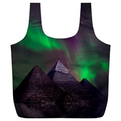 Fantasy Pyramid Mystic Space Aurora Full Print Recycle Bag (xl) by Grandong