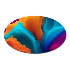 Colorful Fluid Art Abstract Modern Oval Magnet by Ravend