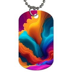 Colorful Fluid Art Abstract Modern Dog Tag (one Side)