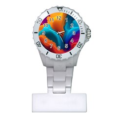 Colorful Fluid Art Abstract Modern Plastic Nurses Watch by Ravend